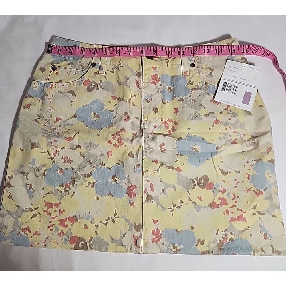 Liz Claiborne Hydra Therapy‎ Mini Skirt Denim Floral Print Size 6 NWT - Picture 6 of 8